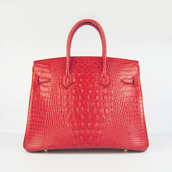 High Quality Fake Hermes Birkin 35CM Crocodile Head Veins Leather Bag Red 6089 - Click Image to Close